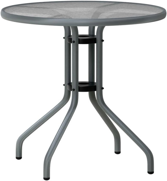 Outdoor Patio Bistro Table Uv-Resistant R60X70Cm, round Coffee Table with Metal Frame for Lounge Conversation Set Furniture, Dining Desk for Outdoor Chairs, Grey