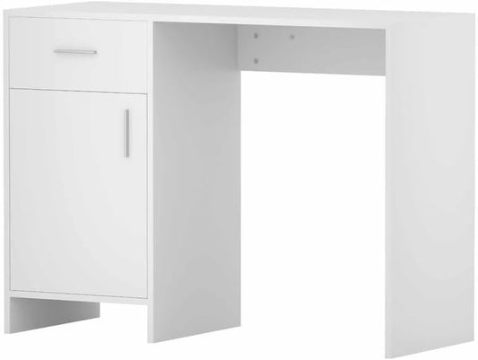 Computer Desk 100Cm White Desktop Office Laptop Desks Study Student Table, Home Furniture for Room Bedroom, with Drawer Cabinet Anti-Rust Metal Runners