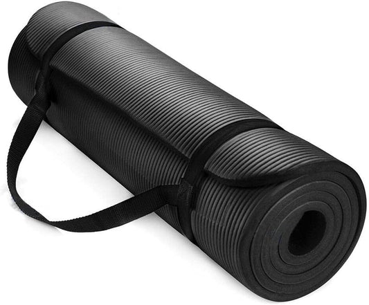 Thick 15MM Yoga Mat - NBR Non-Slip Exercise Mat for Yoga, Pilates & Home Workouts - High Density Foam with Carrying Strap - Cushioned Gym Mat for Knee & Joint Support (183X61Cm)
