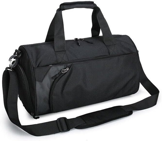 30L Gym Duffel Bags, Waterproof Canvas Travel Bag, Microfibre, Fitness Shoes Compartment (Black+)