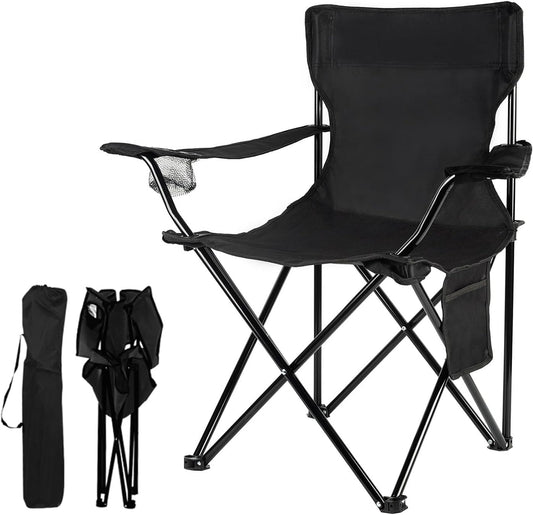 Folding Camping Chairs- Lightweight, Portable Chair for Beach, Lawn, Outdoor Sports, Black